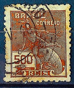 Selo Regular  RHM 304 Vovo Mercurio e Globo 500 Reis Filigrana N 1936 Circulado 1