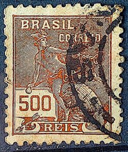 Selo Regular  RHM 304 Vovo Mercurio e Globo 500 Reis Filigrana N 1936 Circulado 13