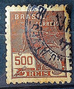 Selo Regular  RHM 304 Vovo Mercurio e Globo 500 Reis Filigrana N 1936 Circulado 5