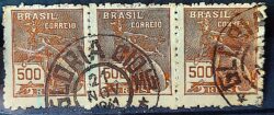 Selo Regular Cod RHM 304 Vovo Mercurio e Globo 500 Reis Filigrana N 1936 Terno Circulado 1