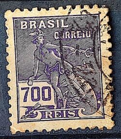 Selo Regular Cod RHM 306 Vovo Mercurio e Globo 700 Reis Filigrana N 1936 Circulado 11