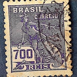 Selo Regular Cod RHM 306 Vovo Mercurio e Globo 700 Reis Filigrana N 1936 Circulado 11