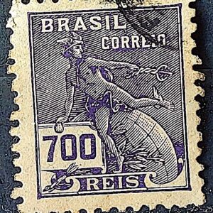 Selo Regular Cod RHM 306 Vovo Mercurio e Globo 700 Reis Filigrana N 1936 Circulado 12