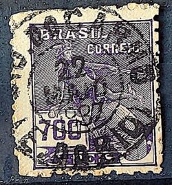 Selo Regular Cod RHM 306 Vovo Mercurio e Globo 700 Reis Filigrana N 1936 Circulado 13