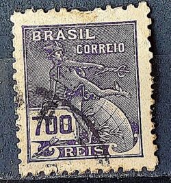 Selo Regular Cod RHM 306 Vovo Mercurio e Globo 700 Reis Filigrana N 1936 Circulado 3