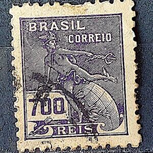 Selo Regular Cod RHM 306 Vovo Mercurio e Globo 700 Reis Filigrana N 1936 Circulado 3
