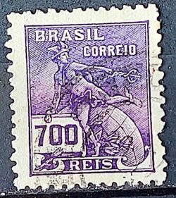 Selo Regular Cod RHM 306 Vovo Mercurio e Globo 700 Reis Filigrana N 1936 Circulado 5