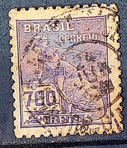 Selo Regular Cod RHM 306 Vovo Mercurio e Globo 700 Reis Filigrana N 1936 Circulado 6