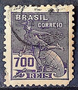 Selo Regular Cod RHM 306 Vovo Mercurio e Globo 700 Reis Filigrana N 1936 Circulado 8