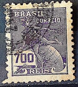 Selo Regular Cod RHM 306 Vovo Mercurio e Globo 700 Reis Filigrana N 1936 Circulado 9