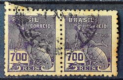 Selo Regular Cod RHM 306 Vovo Mercurio e Globo 700 Reis Filigrana N 1936 Par Circulado 2