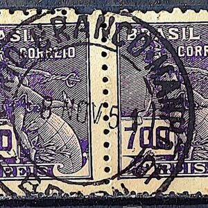 Selo Regular Cod RHM 306 Vovo Mercurio e Globo 700 Reis Filigrana N 1936 Par Circulado 3
