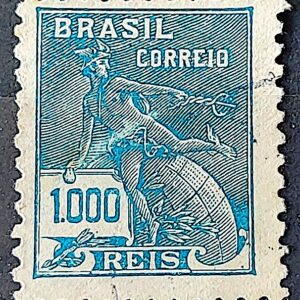 Selo Regular Cod RHM 307 Vovo Mercurio e Globo 1000 Reis Filigrana N 1936 Circulado 12
