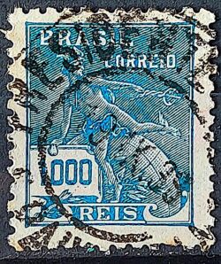 Selo Regular Cod RHM 307 Vovo Mercurio e Globo 1000 Reis Filigrana N 1936 Circulado 3