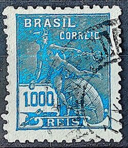 Selo Regular Cod RHM 307 Vovo Mercurio e Globo 1000 Reis Filigrana N 1936 Circulado 5