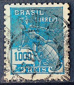 Selo Regular Cod RHM 307 Vovo Mercurio e Globo 1000 Reis Filigrana N 1936 Circulado 7