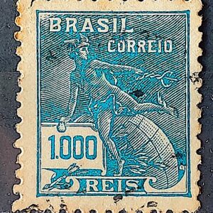 Selo Regular Cod RHM 307 Vovo Mercurio e Globo 1000 Reis Filigrana N 1936 Circulado 9