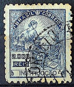 Selo Regular Cod RHM 308 Vovo Instrucao 2000 Reis Filigrana N 1936 Circulado 16