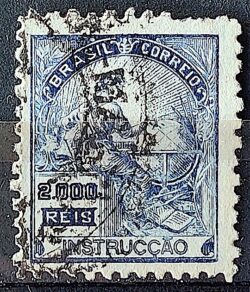 Selo Regular Cod RHM 308 Vovo Instrucao 2000 Reis Filigrana N 1936 Circulado 3