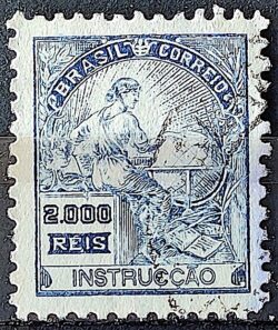 Selo Regular Cod RHM 308 Vovo Instrucao 2000 Reis Filigrana N 1936 Circulado 4