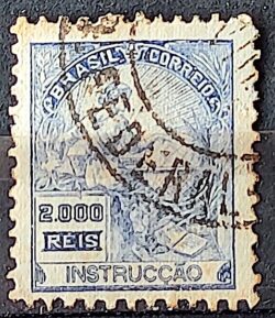 Selo Regular Cod RHM 308 Vovo Instrucao 2000 Reis Filigrana N 1936 Circulado 6