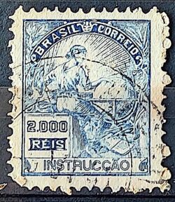Selo Regular Cod RHM 308 Vovo Instrucao 2000 Reis Filigrana N 1936 Circulado 7