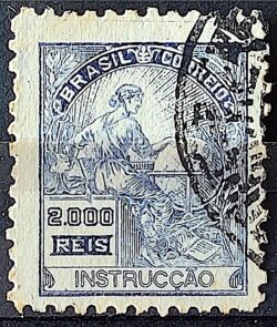 Selo Regular Cod RHM 308 Vovo Instrucao 2000 Reis Filigrana N 1936 Circulado 9