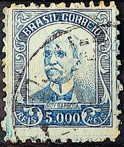 Selo Regular Cod RHM 309 Vovo Ruy Barbosa 5000 Reis Filigrana N 1936 Circulado 1