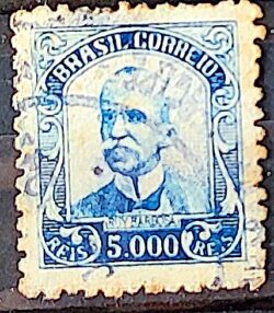 Selo Regular Cod RHM 309 Vovo Ruy Barbosa 5000 Reis Filigrana N 1936 Circulado 17