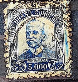 Selo Regular Cod RHM 309 Vovo Ruy Barbosa 5000 Reis Filigrana N 1936 Circulado 18