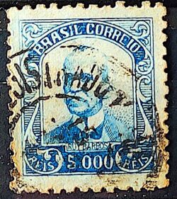 Selo Regular Cod RHM 309 Vovo Ruy Barbosa 5000 Reis Filigrana N 1936 Circulado 19