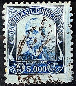 Selo Regular Cod RHM 309 Vovo Ruy Barbosa 5000 Reis Filigrana N 1936 Circulado 9