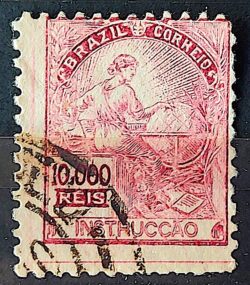 Selo Regular Cod RHM 310 Vovo Instrucao 10000 Reis Filigrana N 1936 Circulado 1