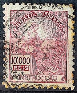 Selo Regular Cod RHM 310 Vovo Instrucao 10000 Reis Filigrana N 1936 Circulado 12