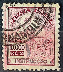 Selo Regular Cod RHM 310 Vovo Instrucao 10000 Reis Filigrana N 1936 Circulado 13