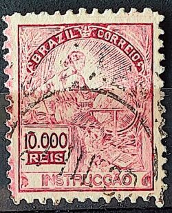 Selo Regular Cod RHM 310 Vovo Instrucao 10000 Reis Filigrana N 1936 Circulado 15