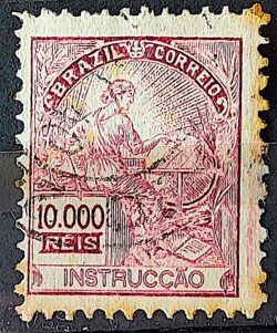 Selo Regular Cod RHM 310 Vovo Instrucao 10000 Reis Filigrana N 1936 Circulado 16