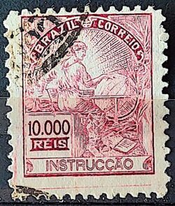Selo Regular Cod RHM 310 Vovo Instrucao 10000 Reis Filigrana N 1936 Circulado 19