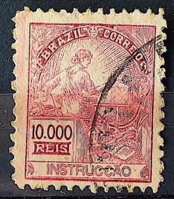 Selo Regular Cod RHM 310 Vovo Instrucao 10000 Reis Filigrana N 1936 Circulado 2