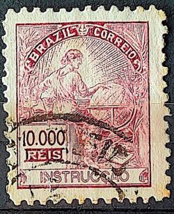 Selo Regular Cod RHM 310 Vovo Instrucao 10000 Reis Filigrana N 1936 Circulado 20