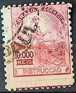 Selo Regular Cod RHM 310 Vovo Instrucao 10000 Reis Filigrana N 1936 Circulado 21