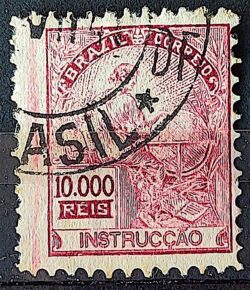 Selo Regular Cod RHM 310 Vovo Instrucao 10000 Reis Filigrana N 1936 Circulado 3