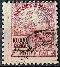 Selo Regular Cod RHM 310 Vovo Instrucao 10000 Reis Filigrana N 1936 Circulado 6