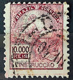 Selo Regular Cod RHM 310 Vovo Instrucao 10000 Reis Filigrana N 1936 Circulado 8