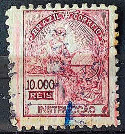 Selo Regular Cod RHM 310 Vovo Instrucao 10000 Reis Filigrana N 1936 Circulado 9