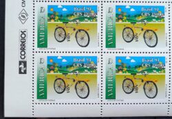 C 1885 Selo Veiculos Postais Bicicleta Servico Postal 1994 Quadra Vinheta Correios