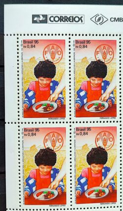 C 1937 Selo ONU Alimentacao e Agricultura Crianca 1995 Quadra Vinheta Correios