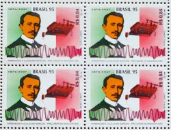 C 1941 Selo Guglielmo Marconi Ciencia Radiodifusao Comunicacao Radio Italia 1995 Quadra