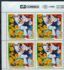 C 1942 Selo Amizade Brasil Japao Bandeira Flor Ipe 1995 Quadra Vinheta Correios