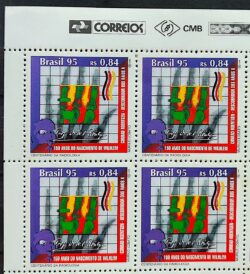 C 1967 Selo Radiologia Wilhlem Conrad Roentgen Raio X 1995 Quadra Vinheta Correios